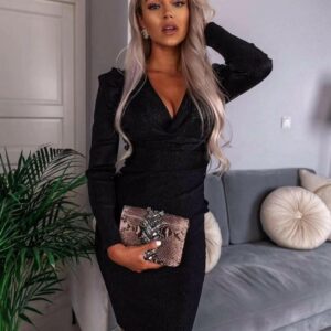 Sukienka czarna dopasowana mini R 38